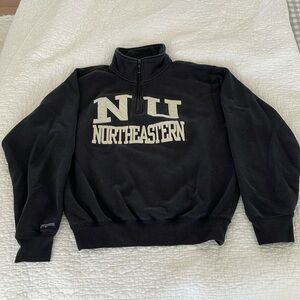 Northeastern University NU small Black Jansport quarter zip sweatshirt vintage